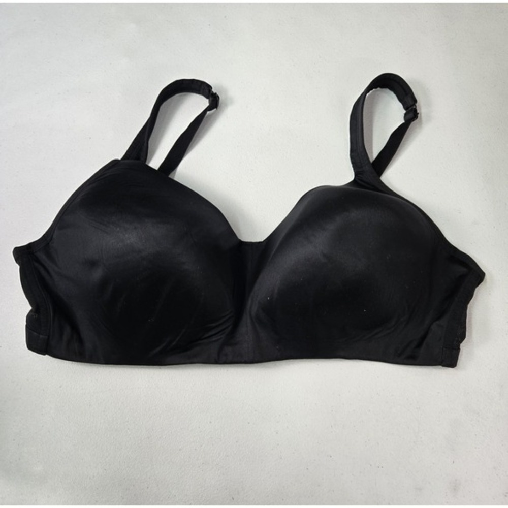 Cacique Women Bra 46C Black T Shirt Lightly Lined Wireless Smooth
